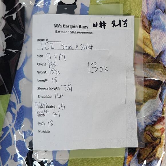 ICE Cropped Shirt & Skirt Set Bold Colorblocks and Floral Contrasting Prints S - Picture 6 of 6